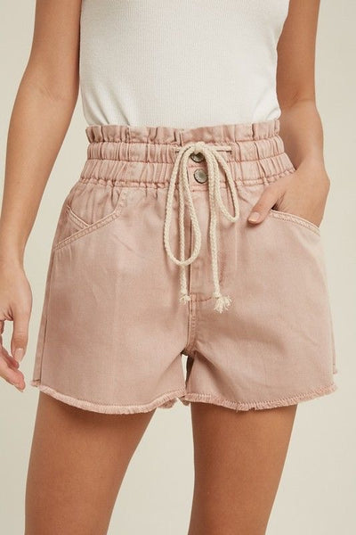 Rose Denim Paperbag Shorts