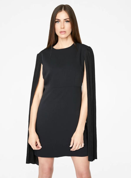 Black Mini Dress with Pleated Sleeves
